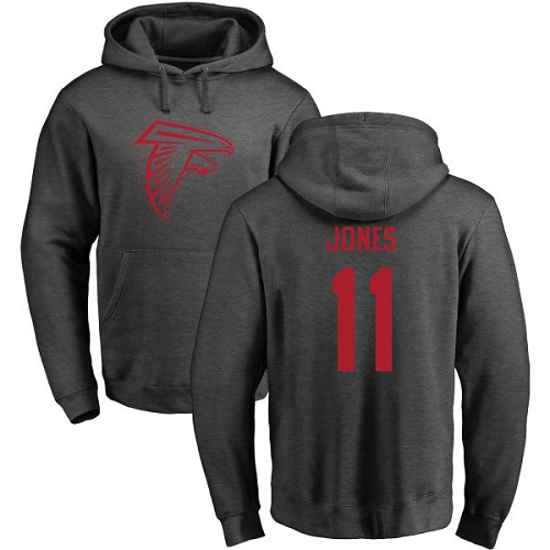 Atlanta Falcons Men Ash Julio Jones One Color NFL Football #11 Pullover Hoodie Sweatshirts->atlanta falcons->NFL Jersey